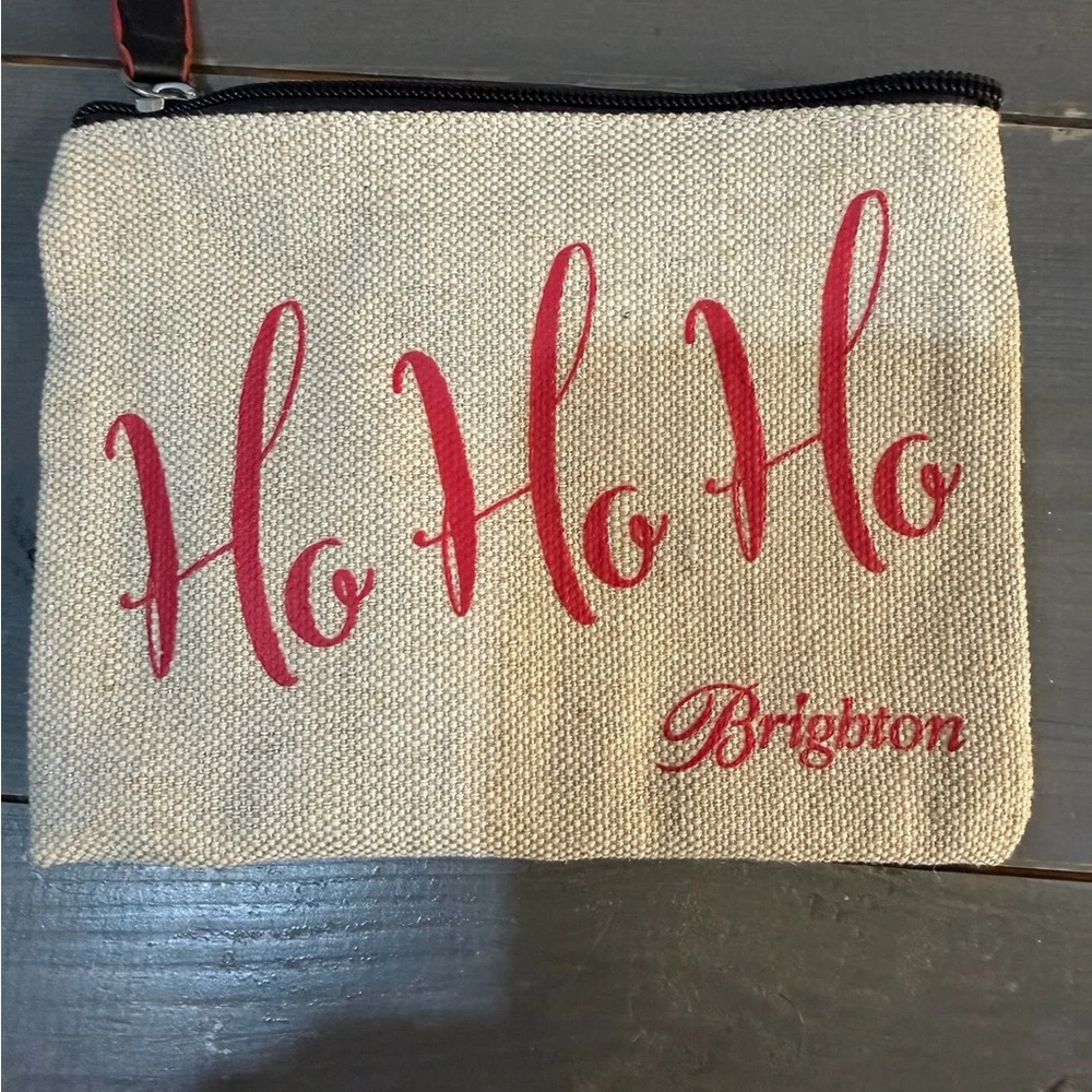 Brighton Red Script Canvas Ho Ho Ho Christmas Zip Pouch